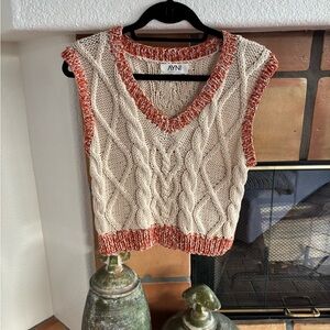 AYNI 100% Pima Cotton cable knit sweater vest made in Peru: size XS